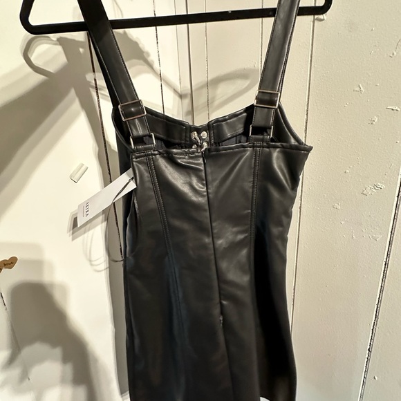 AKIRA NWT pleather Corset-Style mini Dress with rhinestone ties - Picture 5 of 6